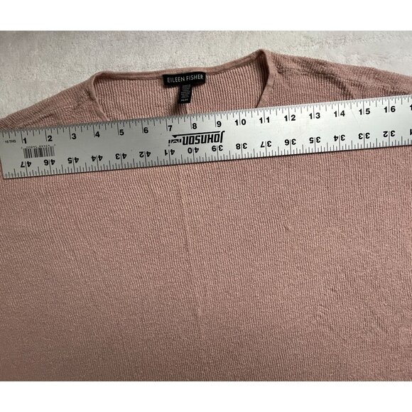 Eileen Fisher Womens Organic Linen Sweater Crepe Crew Neck Box Dusty Pink Medium - Picture 5 of 7